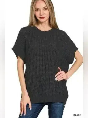 ZARA Short Sleeve Round Neck Sweater